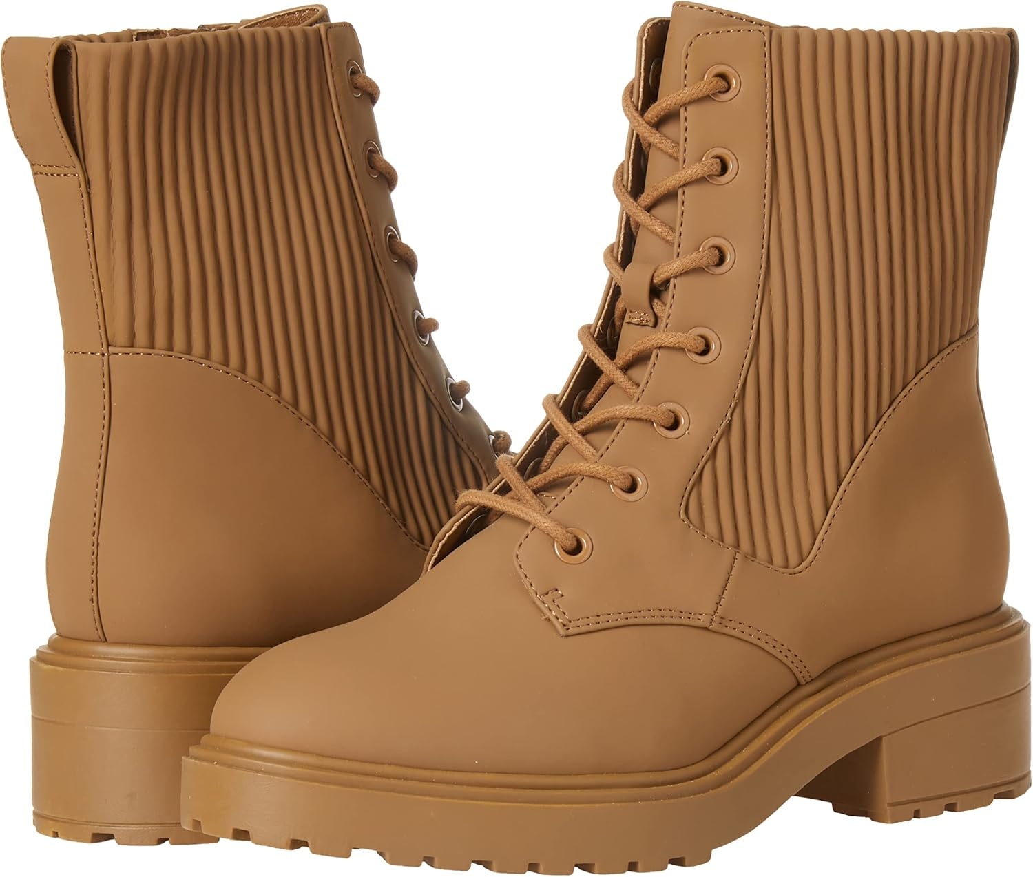 image:imageAmazon Essentials Womens Rubberized Combat Boot with Chunky OutsoleDark Tan