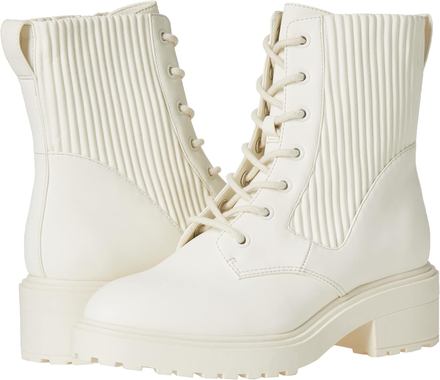 image:imageAmazon Essentials Womens Rubberized Combat Boot with Chunky OutsoleEcru Faux Leather