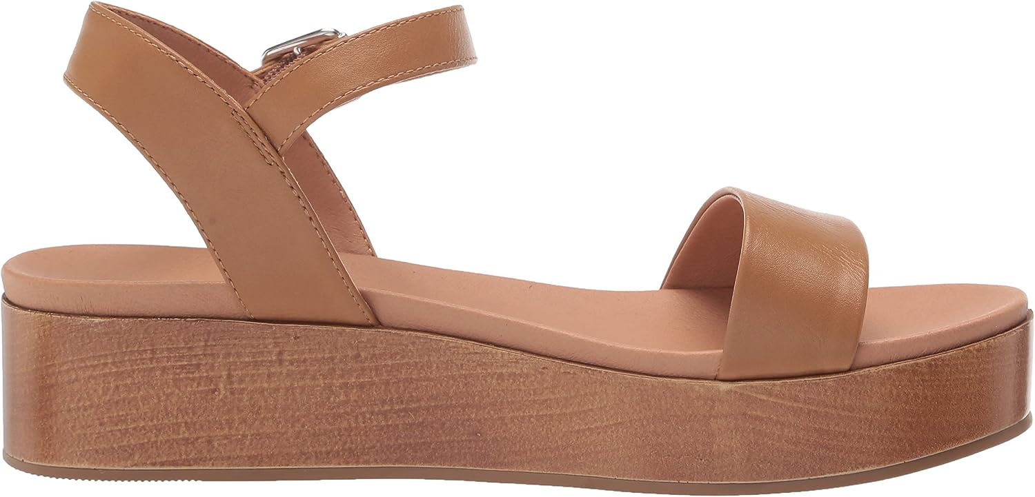 image:imageAmazon Essentials Womens Two Band Ankle Strap Open Toe Flatform SandalCognac
