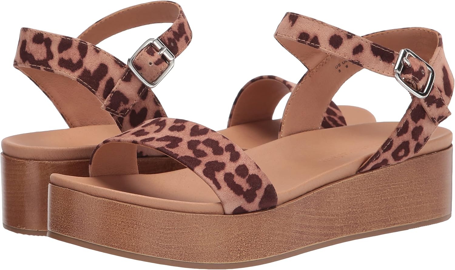 image:imageAmazon Essentials Womens Two Band Ankle Strap Open Toe Flatform SandalRose Leopard