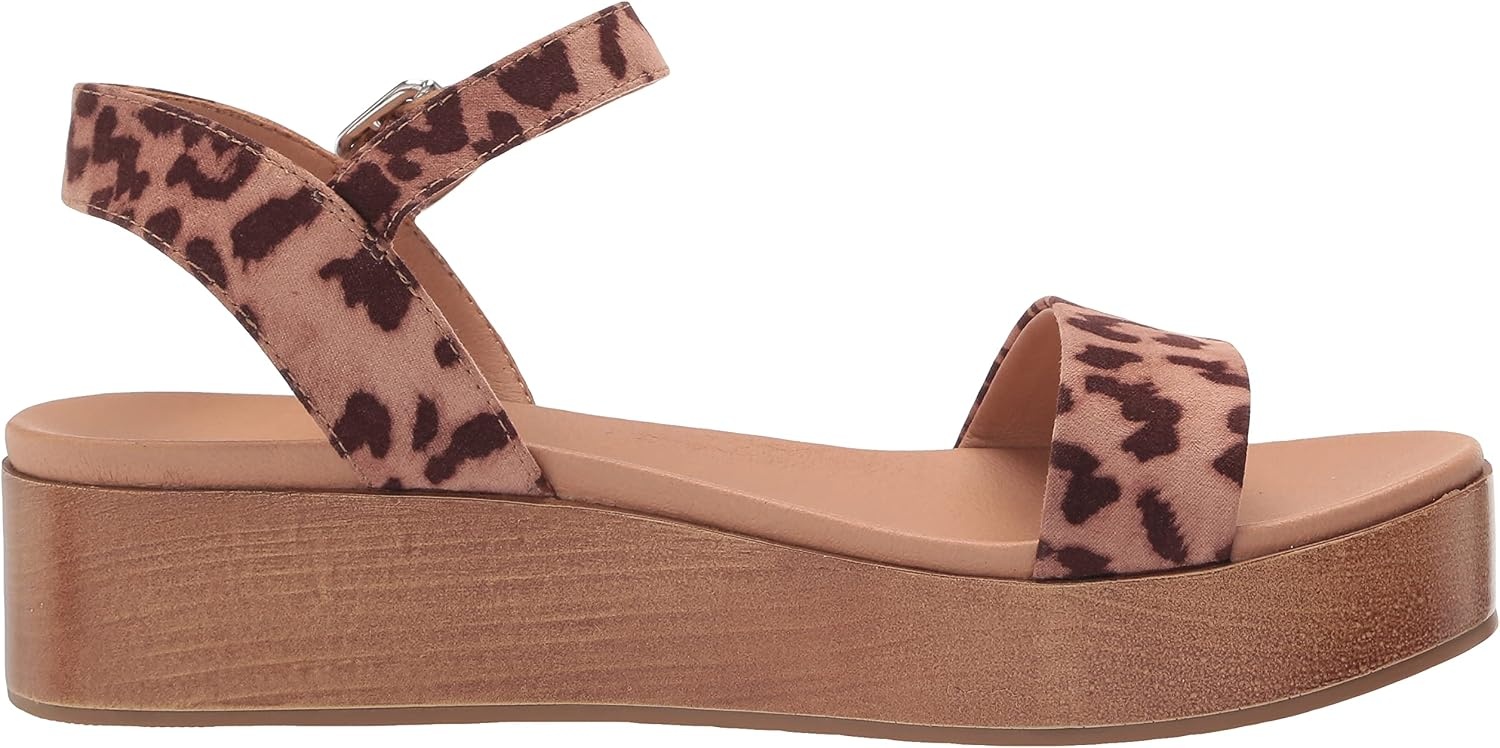 image:imageAmazon Essentials Womens Two Band Ankle Strap Open Toe Flatform SandalRose Leopard