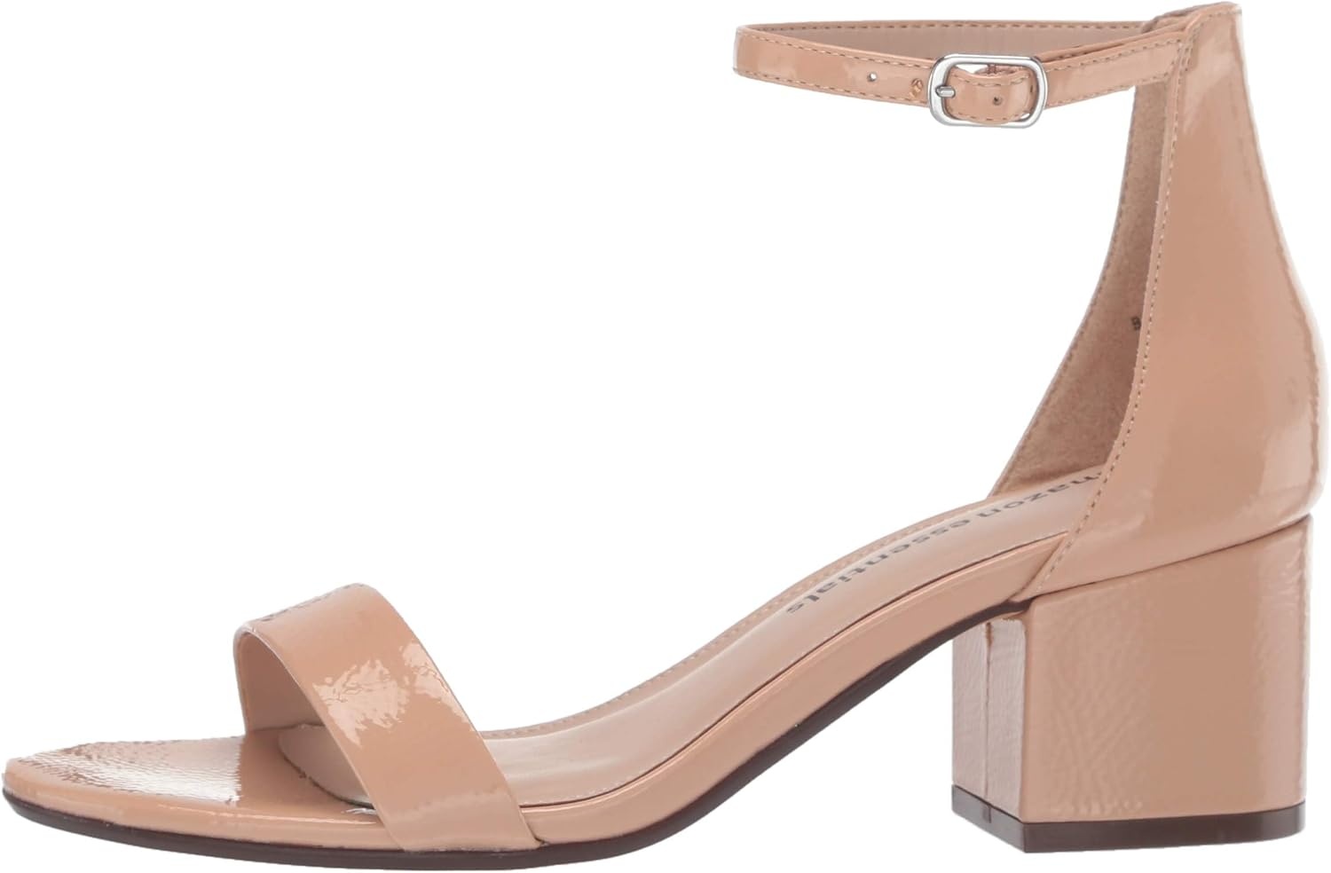 image:imageAmazon Essentials Womens Two Strap Heeled Sandals with Adjustable Ankle Strap Padded Memory Foam InsoleBeige