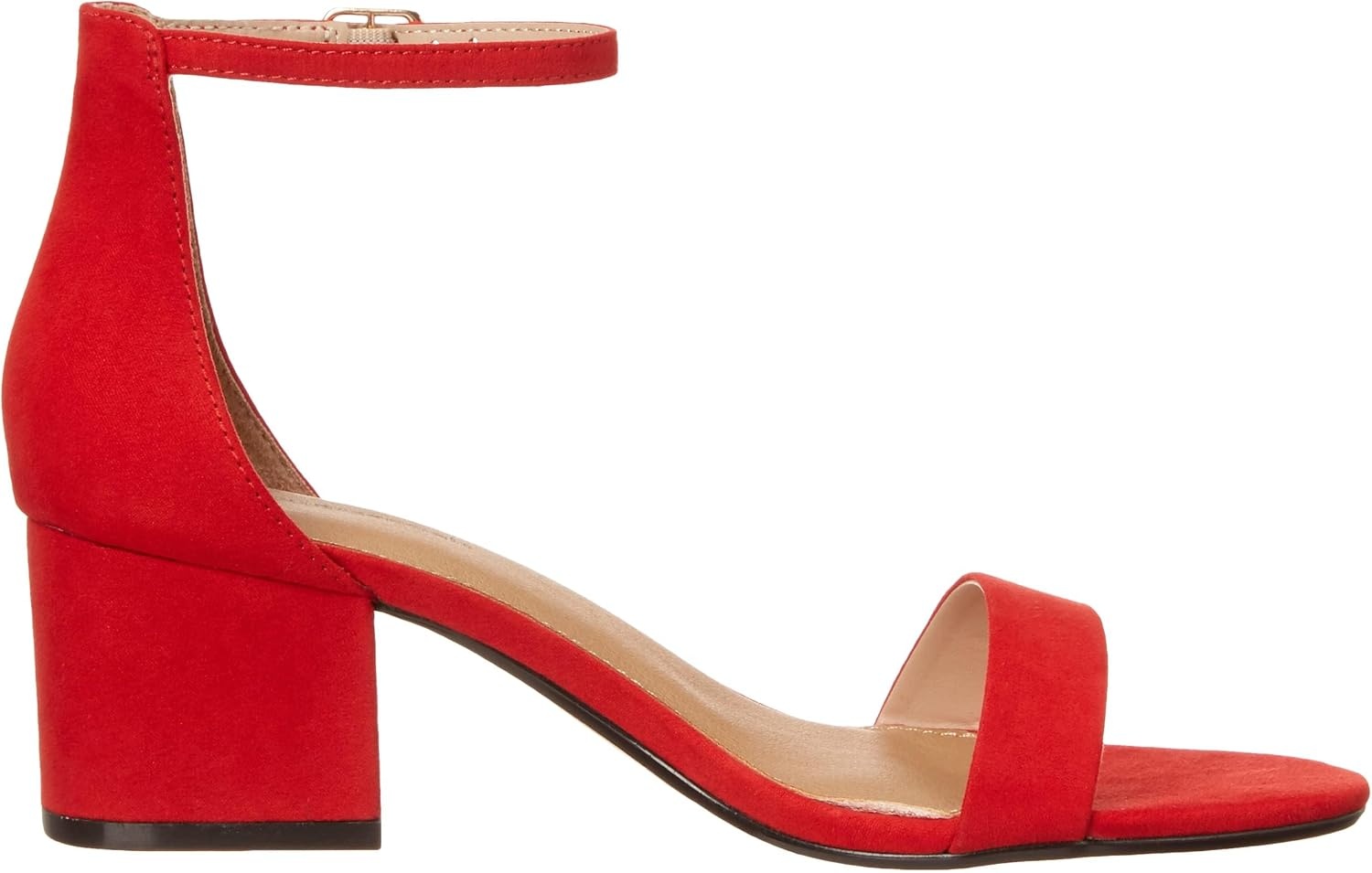 image:imageAmazon Essentials Womens Two Strap Heeled Sandals with Adjustable Ankle Strap Padded Memory Foam InsoleBright Poppy Red