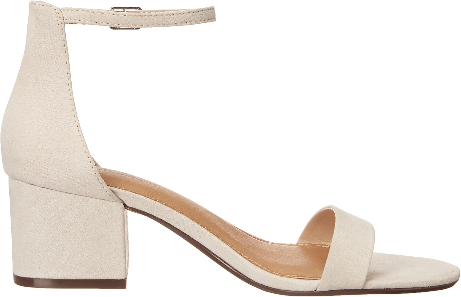 image:imageAmazon Essentials Womens Two Strap Heeled Sandals with Adjustable Ankle Strap Padded Memory Foam InsoleIvory