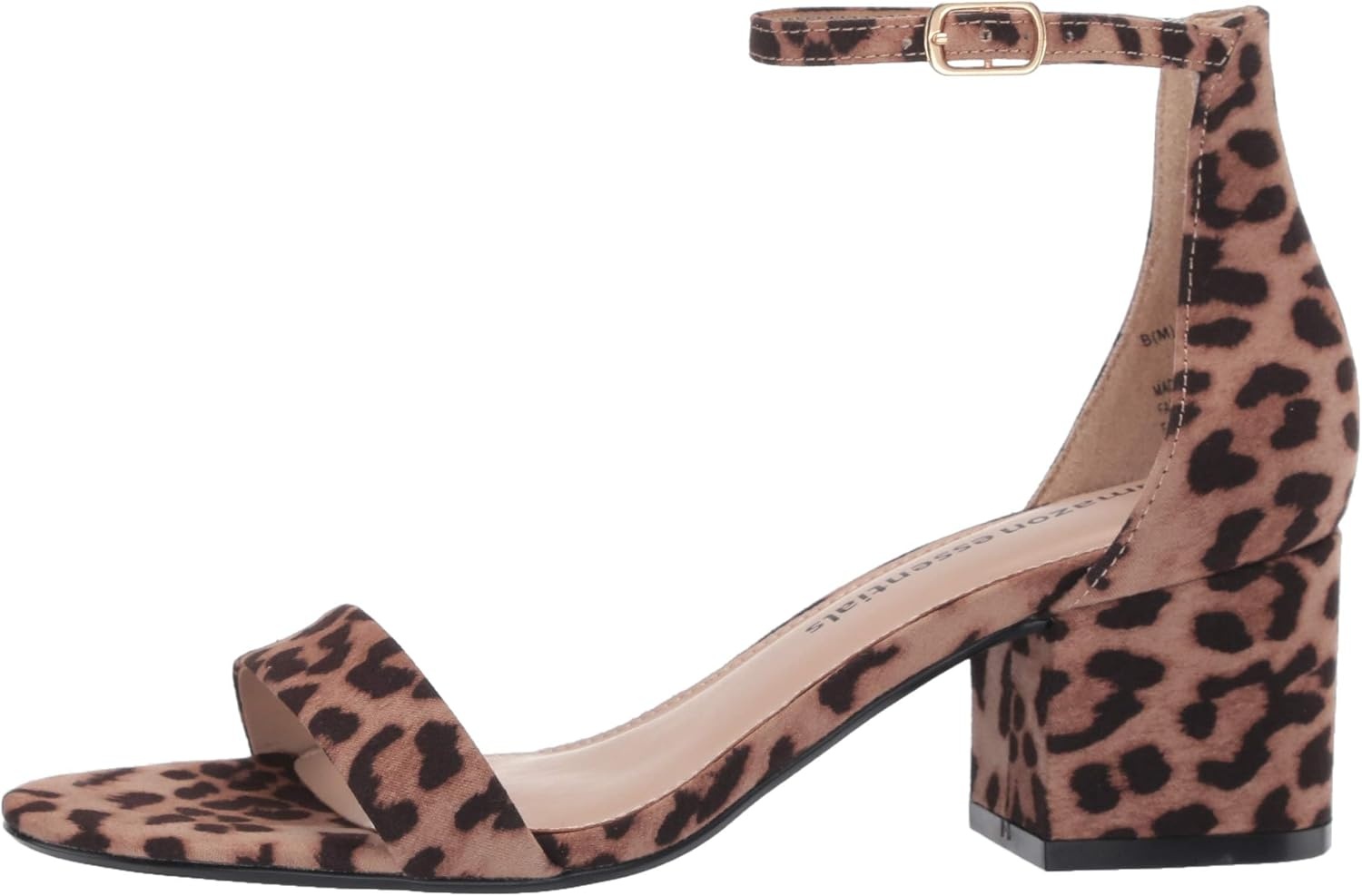 image:imageAmazon Essentials Womens Two Strap Heeled Sandals with Adjustable Ankle Strap Padded Memory Foam InsoleRose Leopard