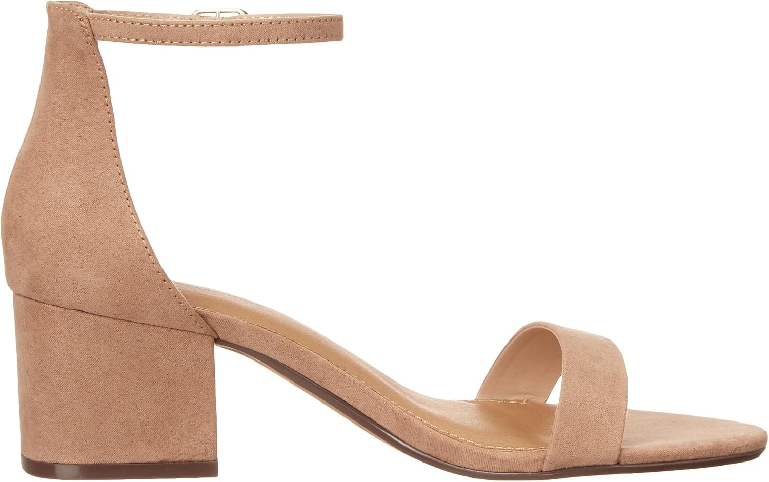 image:imageAmazon Essentials Womens Two Strap Heeled Sandals with Adjustable Ankle Strap Padded Memory Foam InsoleTan