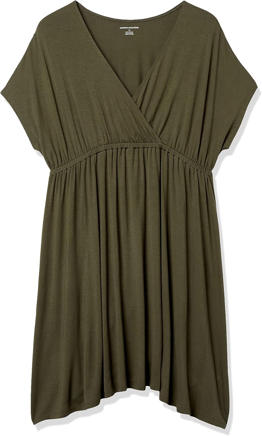 image:imageAmazon Essentials Womens V Neck Elastic Waist Surplice Dress Available in Plus SizeDark Olive