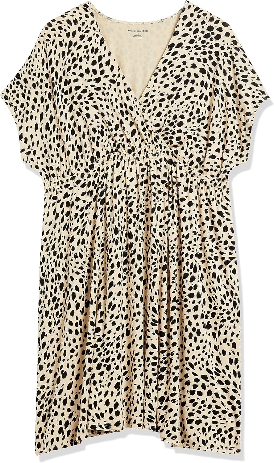 image:imageAmazon Essentials Womens V Neck Elastic Waist Surplice Dress Available in Plus SizeTan Animal Print