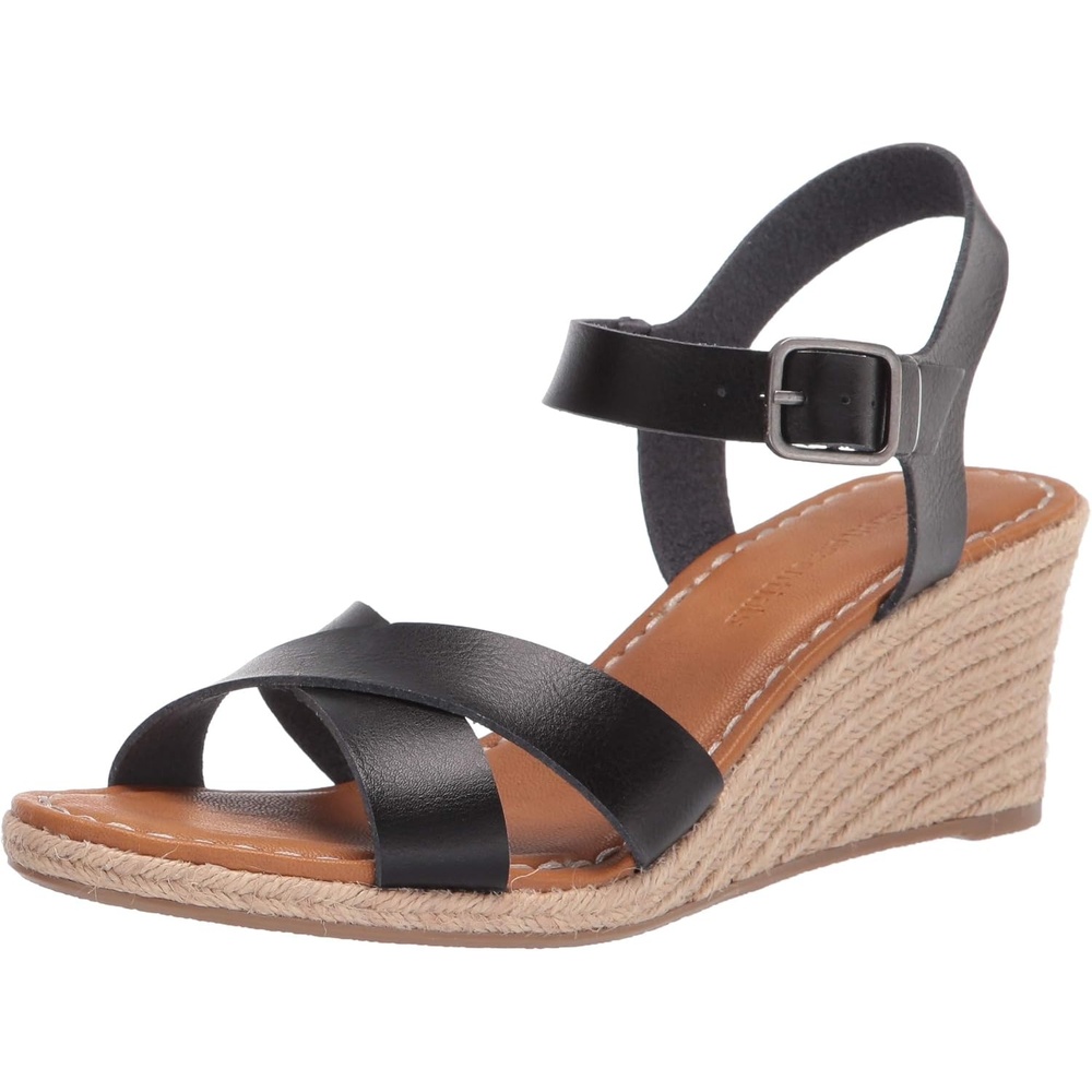image:imageAmazon Essentials Womens Espadrille Wedge Sandal with Adjustable Buckle Elastic StrapBlack