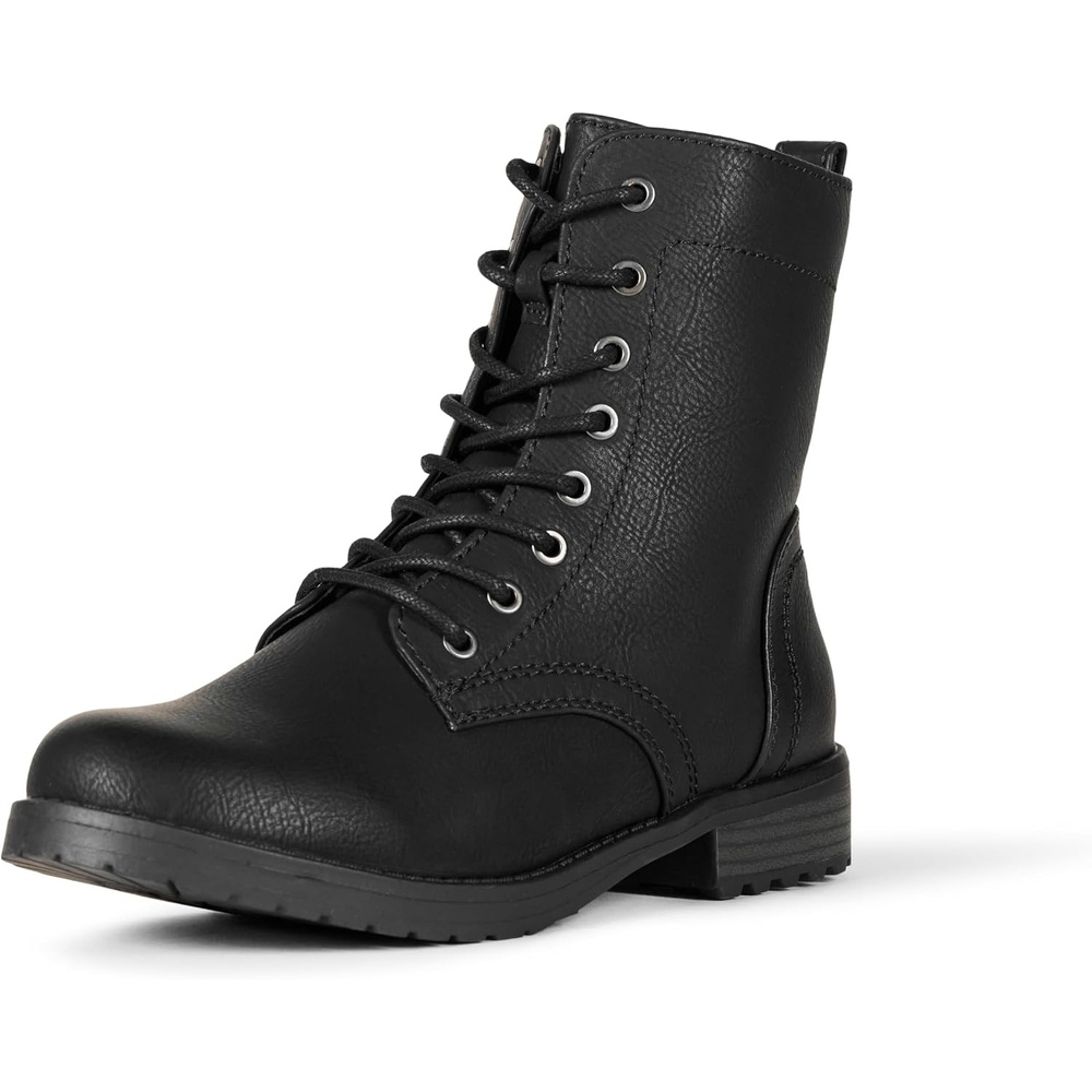 image:imageAmazon Essentials Womens LaceUp Combat Ankle Boots with Side Zipper Lug SoleBlack