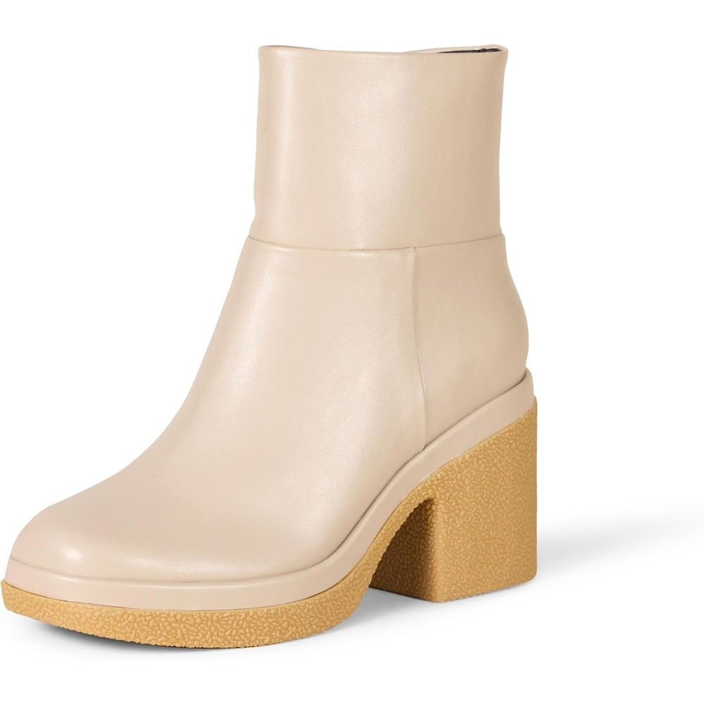 image:imageAmazon Essentials Womens Platform Ankle Boots with Square Toe Faux LeatherOatmeal