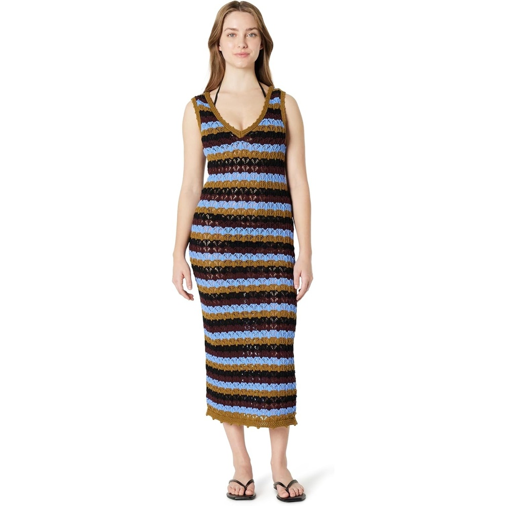 image:imageAmazon Essentials Womens RegularFit Crochet CoverUp DressTbc Sweater Knit Stripe