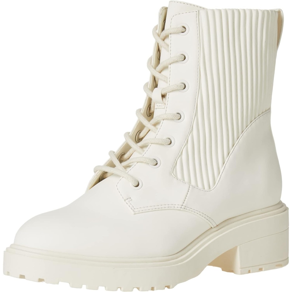 image:imageAmazon Essentials Womens Rubberized Combat Boot with Chunky OutsoleEcru Faux Leather