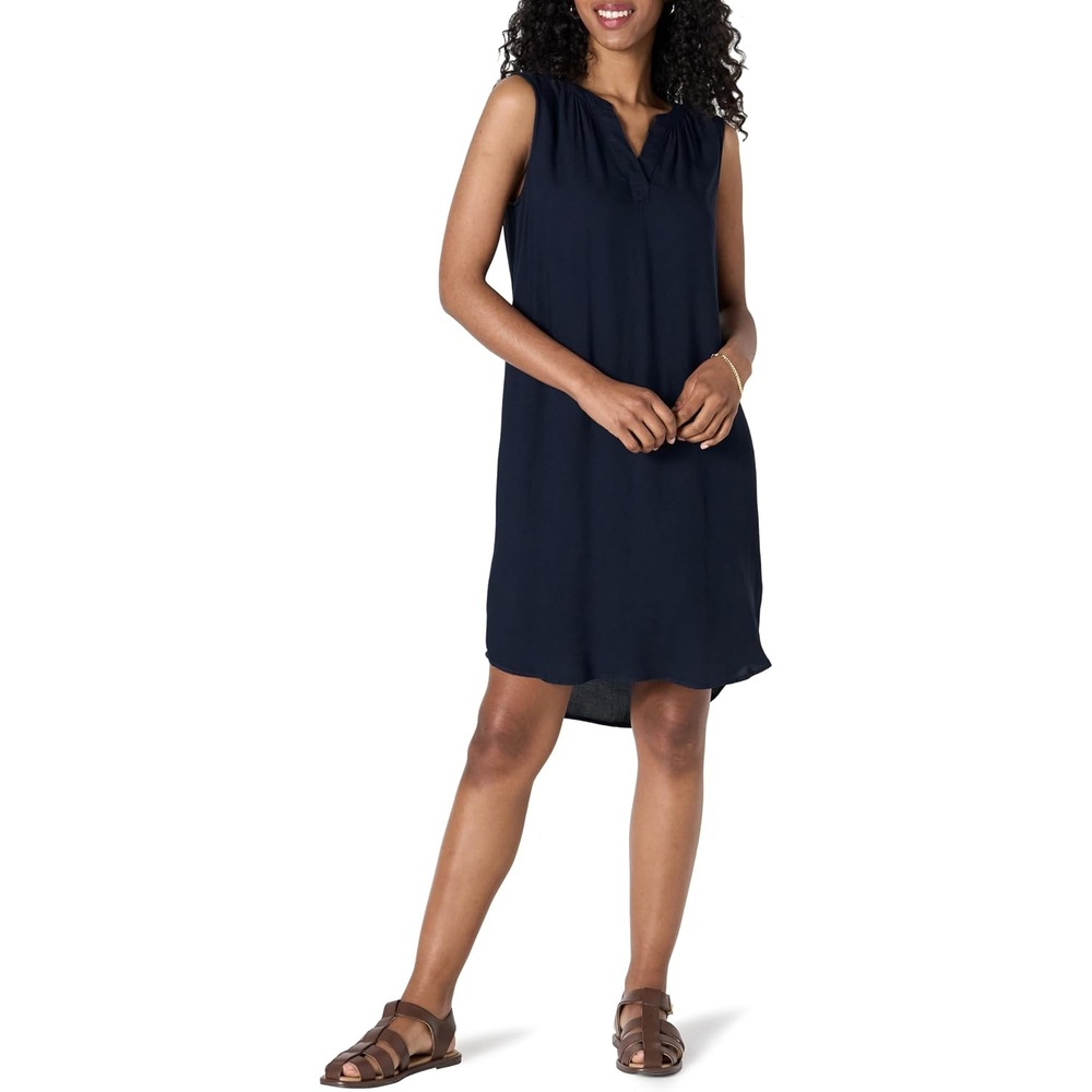 image:imageAmazon Essentials Womens Sleeveless Woven Aline V Neck Shift DressNavy