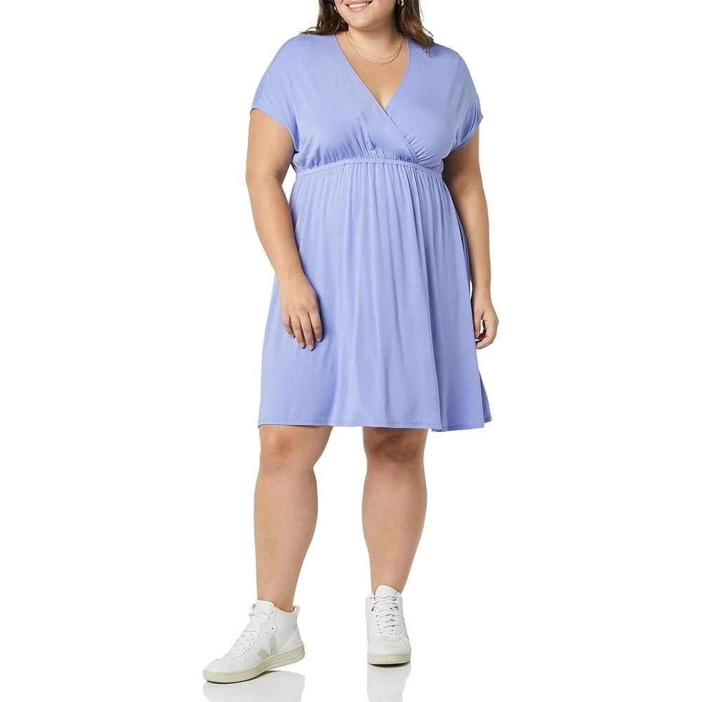 image:imageAmazon Essentials Womens V Neck Elastic Waist Surplice Dress Available in Plus SizeSoft Violet