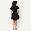 Amazon Essentials Women’s Fit & Flare Cotton Poplin Collared Short Sleeve Dress with Elastic Waist(Black)