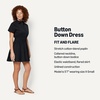 Amazon Essentials Women’s Fit & Flare Cotton Poplin Collared Short Sleeve Dress with Elastic Waist(Black)