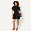 Amazon Essentials Women’s Fit & Flare Cotton Poplin Collared Short Sleeve Dress with Elastic Waist(Black)