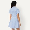 Amazon Essentials Women’s Fit & Flare Cotton Poplin Collared Short Sleeve Dress with Elastic Waist(Blue Even Stripe)