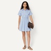 Amazon Essentials Women’s Fit & Flare Cotton Poplin Collared Short Sleeve Dress with Elastic Waist(Blue Even Stripe)
