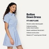 Amazon Essentials Women’s Fit & Flare Cotton Poplin Collared Short Sleeve Dress with Elastic Waist(Blue Even Stripe)
