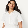 Amazon Essentials Women’s Fit & Flare Cotton Poplin Collared Short Sleeve Dress with Elastic Waist(Bright White)