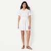 Amazon Essentials Women’s Fit & Flare Cotton Poplin Collared Short Sleeve Dress with Elastic Waist(Bright White)