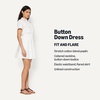 Amazon Essentials Women’s Fit & Flare Cotton Poplin Collared Short Sleeve Dress with Elastic Waist(Bright White)