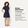 Amazon Essentials Women’s Fit & Flare Cotton Poplin Collared Short Sleeve Dress with Elastic Waist(Navy)