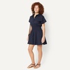 Amazon Essentials Women’s Fit & Flare Cotton Poplin Collared Short Sleeve Dress with Elastic Waist(Navy)