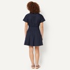 Amazon Essentials Women’s Fit & Flare Cotton Poplin Collared Short Sleeve Dress with Elastic Waist(Navy)
