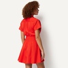 Amazon Essentials Women’s Fit & Flare Cotton Poplin Collared Short Sleeve Dress with Elastic Waist(Red)