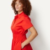 Amazon Essentials Women’s Fit & Flare Cotton Poplin Collared Short Sleeve Dress with Elastic Waist(Red)