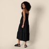 Amazon Essentials Women’s Fit and Flare Empire Waist Sweetheart Neck Cotton Sateen Tiered Maxi Dress(Black)
