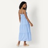 Amazon Essentials Women’s Fit and Flare Empire Waist Sweetheart Neck Cotton Sateen Tiered Maxi Dress(Blue White Stripe)