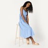 Amazon Essentials Women’s Fit and Flare Empire Waist Sweetheart Neck Cotton Sateen Tiered Maxi Dress(Blue White Stripe)