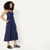 Amazon Essentials Women’s Fit and Flare Empire Waist Sweetheart Neck Cotton Sateen Tiered Maxi Dress(Blue White Stripe)