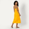 Amazon Essentials Women’s Fit and Flare Empire Waist Sweetheart Neck Cotton Sateen Tiered Maxi Dress(Golden Yellow)