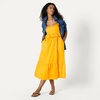 Amazon Essentials Women’s Fit and Flare Empire Waist Sweetheart Neck Cotton Sateen Tiered Maxi Dress(Golden Yellow)