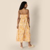Amazon Essentials Women’s Fit and Flare Empire Waist Sweetheart Neck Cotton Sateen Tiered Maxi Dress(Golden Yellow Beige Folk Floral Multi)