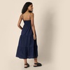 Amazon Essentials Women’s Fit and Flare Empire Waist Sweetheart Neck Cotton Sateen Tiered Maxi Dress(Navy)