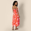 Amazon Essentials Women’s Fit and Flare Empire Waist Sweetheart Neck Cotton Sateen Tiered Maxi Dress(Orange Pastel Lilac Roses Large)