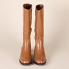 Amazon Essentials Women’s Knee High Riding Boot(Black Dark Caramel Faux Leather)