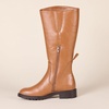 Amazon Essentials Women’s Knee High Riding Boot(Black Dark Caramel Faux Leather)