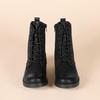 Amazon Essentials Women’s Lace-Up Combat Ankle Boots with Side Zipper, Lug Sole(Black)