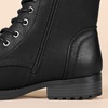 Amazon Essentials Women’s Lace-Up Combat Ankle Boots with Side Zipper, Lug Sole(Black)