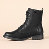 Amazon Essentials Women’s Lace-Up Combat Ankle Boots with Side Zipper, Lug Sole(Black)