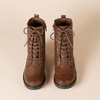 Amazon Essentials Women’s Lace-Up Combat Ankle Boots with Side Zipper, Lug Sole(Brown)