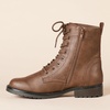 Amazon Essentials Women’s Lace-Up Combat Ankle Boots with Side Zipper, Lug Sole(Brown)