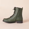 Amazon Essentials Women’s Lace-Up Combat Ankle Boots with Side Zipper, Lug Sole(Green)